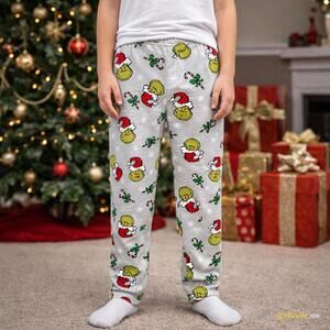 Dr. Seuss Grinch Kids Pajama Pants Size L (10-12) Christmas Holiday Lounge Pants